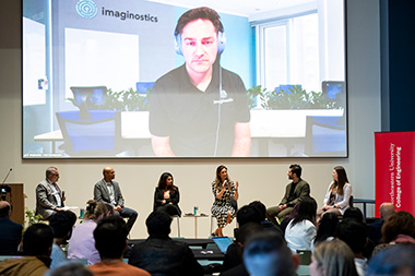 Gregory D. Abowd, Dean of the College of Engineering and Professor of Electrical and Computer Engineering, Anvesh Gurijala, BS 2016 mechanical engineering; Shruti Kotian, MS 2019 information systems; Kaitlin McCarthy, BS 2009 civil engineering; Hamed Tabkhi, PhD 2014 computer engineering; Emily Wisniewski, BS 2015 chemical engineering